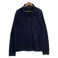 POLO RALPH LAUREN ポロラルフローレン スタンドカラー ハーフジップ ロングスリーブ コットン トレーナー ネイビー Size L 福生店
