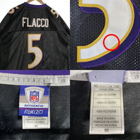 Reebok リーボック NFL ボルティモア・レイブンズ フラッコ 5 フットボールシャツ ゲーム メッシュ ブラック パープル Size 3XL 相当 福生店