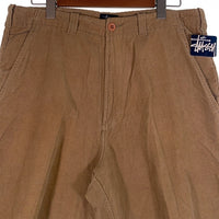 90's STUSSY ステューシー コーデュロイ ショートパンツ ベージュ 紺タグ カンボジア製 デッドストック Size 34 福生店