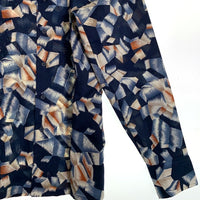 70's Sears シアーズ KINGS ROAD ポリエステル シャツ 幾何学模様 長袖 ネイビー Size M 福生店