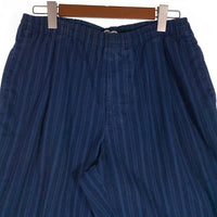 80's STUSSY ステューシー コットン イージーショーツ ハーフパンツ ブルー ストライプ USA製 Size S 福生店