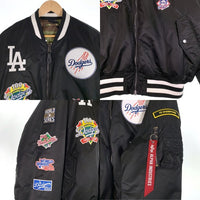 ALPHA アルファ New Era MLB LA Dodgers ニューエラ ロサンゼルスドジャース MA-1 フライトジャケット リバーシブル ブラック カモフラージュ Size 2XL 福生店