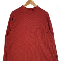 80's STUSSY ステューシー モックネック ボーダーポケットロングスリーブTシャツ レッド USA製 黒タグ Size XL 福生店
