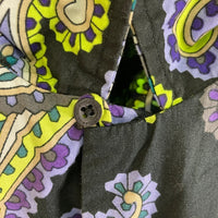 HUF ハフ ペイズリー オープンカラー 半袖シャツ ブラック×グリーン×パープル sizeM 瑞穂店