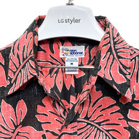 reyn spooner レインスプーナー 90s ビキニタグ リーフ総柄 半袖シャツ ブラック×レッド sizeM 瑞穂店