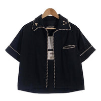 KODY PHILLIPS コディフィリップス LASSO SHIRT コットン 装飾 半袖シャツ ブラック Size S 福生店