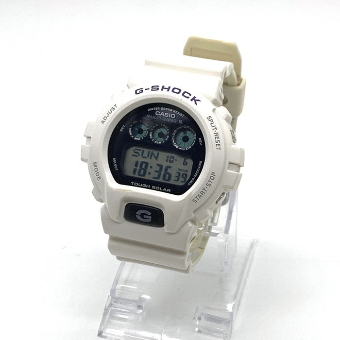 CASIO◇ソーラー腕時計・G-SHOCK/デジタル/ラバー/WHT/WHT/SS 電波ソーラー