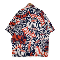MONCLER モンクレール CAMICIA SHIRTS 総柄プリント ショートスリーブシャツ 袖ワッペン ホワイト レッド ネイビー Size L 福生店