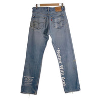 better with age ベターウィズエイジ Levi's リーバイス 501 デニムパンツ プリント 刺繡 Recycled Garment インディゴ ダメージ Size 32 福生店