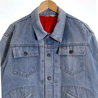 70's~ J.C.Penney ジェイシーペニー Super Denim デニムジャケット 赤キルティングライナー ライトブルー 短丈 Size L 相当 福生店