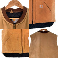 80's Carhartt カーハート Duck Vest ダックベスト 中綿 ブラウンダック Size XL 福生店