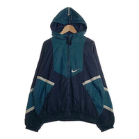 00's NIKE ナイキ ジップアップ ナイロンジャケット ネイビー グリーン 刺繡 Size L 福生店