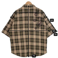 EXAMPLE エグザンプル EX CHECK BIG SILHOUETTE S/S SHIRTS 半袖 チェックシャツ ベージュ Size L 福生店