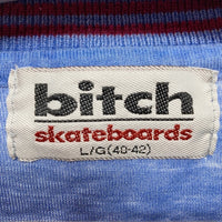 bitch skatebords ビッチ スケートボードズ 90's 首元ストライプ 胸ワンポイント Tシャツ ブルー sizeL 瑞穂店