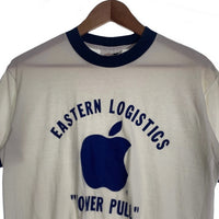 80-90's EASTERN LOGISTICS POWER PULL プリント リンガーTシャツ ホワイト ネイビー USA製 Size L 福生店