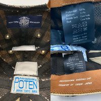 POTEN ポテン J.PRESS ジェイプレス チェック 内側レザー巻 ベースボールキャップ 帽子 ブラック×アイボリー 瑞穂店