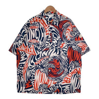 MONCLER モンクレール CAMICIA SHIRTS 総柄プリント ショートスリーブシャツ 袖ワッペン ホワイト レッド ネイビー Size L 福生店