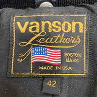 VANSON バンソン TJV USA製 レザー チームジャケット ブラウンxブラック size42 瑞穂店
