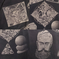 90's M.C.Escher エッシャー ダブルサイド マルチプリント Tシャツ ブラック だまし絵 ANDAZIA USA製 Size XL 福生店