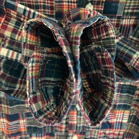 WAREHOUSE DUBBLE WORKS ウエアハウス ダブルワークス マドラスチェック パッチワーク 長袖シャツ ネイビーxレッド sizeL 瑞穂店