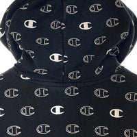 Champion チャンピオン リバースウィーブ Cマーク 総柄 ロゴプリント パーカー ブラック sizeM 瑞穂店