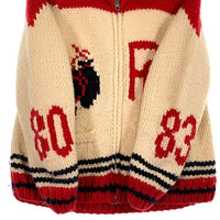 CANADIAN SWEATER カナディアンセーター ボクシング柄 ジップアップ カウチンセーター レッド Size 40 福生店