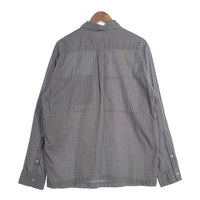 90's STUSSY ステューシー SSリンク刺繡 切替 チェックシャツ 長袖 グレー ブルー USA製 紺タグ Size M 福生店