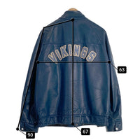 80's~ オールレザー スタジャン アワードジャケット ネイビー VIKINGS スナップボタン ワッペン Size 44 福生店