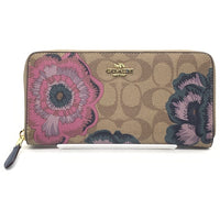 COACH コーチ F6657 シグネチャー PVCレザー ラウンドファスナーウォレット 長財布 ベージュ カフェファセット 福生店