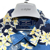 POLO SPORT ポロスポーツ ラルフローレン コットン オープンカラーシャツ アロハ ハイビスカス ブルー Size XL 瑞穂店