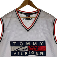 90's TOMMY HILFIGER トミーヒルフィガー メッシュ ゲームシャツ ユニフォーム ホワイト Size XL 福生店