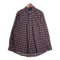 80's TOWNCRAFT タウンクラフト ボタンダウンチェックシャツ コットンポリ ネイビー Size L 福生店