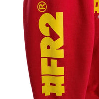 FR2 エフアールツー ロゴプリント プルオーバースウェットパーカー レッド 袖プリント Size L 福生店