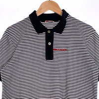 PRADA SPORT プラダスポーツ 鹿の子 ボーダーポロシャツ 半袖 ブラック ホワイト コットン SJJ888 2011 Size M 福生店