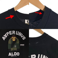AAPE エーエイプ "AAPER UNVS ALDO" TEE プリント ワッペン Tシャツ ブラック AAPTEM1494XXM Size M 福生店