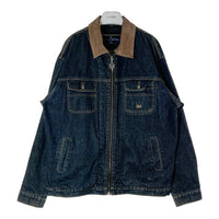 damani dada ダマーニダダ 襟レザー ジップアップ デニムジャケット インディゴ sizeXL 瑞穂店