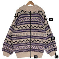 ATRCTR アトラクタ Hand knit zip cardigan ハンド ニット ジップ カーディガン ウール クリーム パープル Size 2 福生店