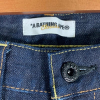 A BATHING APE アベイシングエイプ シャークペイント テーパードデニムパンツ ジーンズ インディゴ Size L 福生店