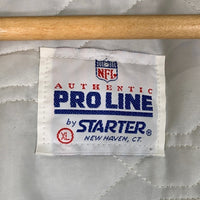 80-90's NFL RAIDERS レイダース ナイロンスタジャン 中綿 刺繡 ワッペン ブラック STARTER PRO LINE USA製 Size XL 福生店