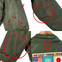 70's CWU-45/P FILAMENT NYLON ミリタリー フライトジャケット カスタムワッペン TOM CAT グリーン 78年会計 民間品 Size L 福生店