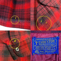70's PENDLETON ペンドルトン ボードシャツ ウール オープンカラー オンブレチェックシャツ レッド ブラック USA製 Size L 福生店