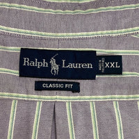 Ralph Lauren ラルフローレン CLASSIC FIT オックスフォード ストライプ 半袖シャツ パープル sizeXXL 瑞穂店