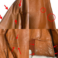 80's Sears シアーズ ジップアップ レザージャケット ブラウン 裾リブ ウールチェックライナー Size 44 X-TALL 福生店