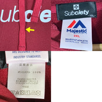Subciety サブサエティ Majestic DRY PARKA プルオーバーパーカー ボルドー ジャージ素材 Size 2XL 福生店