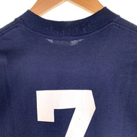 90's majestic マジェスティック Newyork Yankees ニューヨークヤンキース チームロゴ プリント #7 半袖 Tシャツ ネイビー USA製 Size L相当 福生店