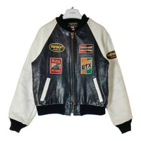 VANSON バンソン TJV USA製 後付けワッペン レザー チームジャケット ブラック×ホワイト size42 瑞穂店