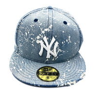 NEW ERA ニューエラ NEW YORK YANKEES デニムペイントダメージ加工 ベースボールキャップ ライトインディゴ size8(63.5cm) 瑞穂店