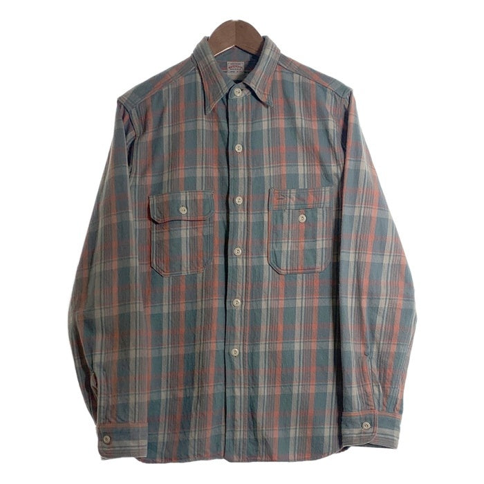WAREHOUSE ウエアハウス フランネルチェックシャツ ブルー Size L 福生
