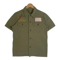 WACKO MARIA ワコマリア ミリタリーシャツ 半袖 オリーブ チェーン刺繡 ワッペン Size S 福生店
