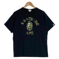 A BATHING APE アベイシングエイプ Camo College T-Shirt カモフラージュ ロゴプリント Tシャツ ブラック 001TEH301006X Size M 福生店